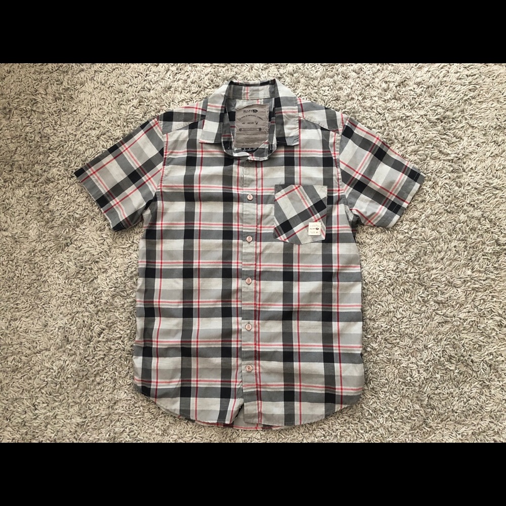 Rusty Plaid Short Sleeve Button Down Shirt - Picture 2 of 6